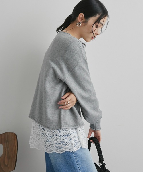 Doux archives（ドゥアルシーヴ）の「裾レースロンＴｅｅ（Tシャツ/カットソー・レディース・ブラック/オフホワイト・FREE）」の14枚目の写真