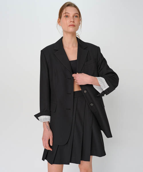 PAUL&ALICE(ポール&アリス)の「OVERSIZED JACKET / BLACK(テーラードジャケット・レディース・ブラック・FREE)」の1枚目の写真