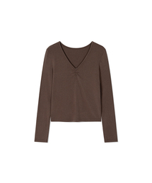 SHIRRING V NECK TOP (3color,2size)