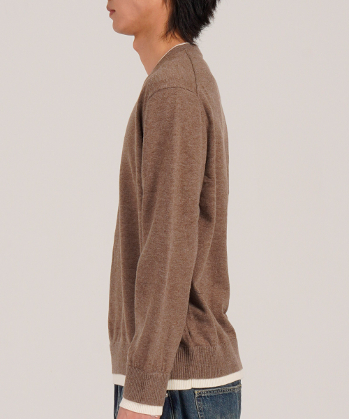 BUTTON SEOUL(ボタンソウル)の「ウールブレンドレイヤードVネックニット(ブラウン)(ニット/セーター・メンズ・その他・MEDIUM/LARGE/X-LARGE)」の4枚目の写真