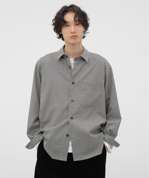 MARGARET HOWELL(マーガレットハウエル)の「DRY WOOL GINGHAM SHIRT(シャツ/ブラウス・メンズ・ブラック系その他・LARGE/MEDIUM/SMALL/X-LARGE)」の1枚目の写真