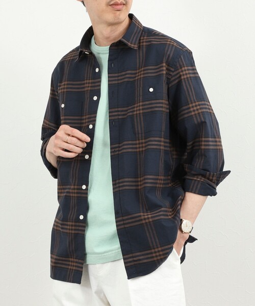 NOLLEY’S（ノーリーズ）の「ダブルポケットオーバーシャツ 26SS（シャツ/ブラウス・メンズ・ブラウン系その他/グリーン系その他/ブルー系その他/ベージュ・S/M/L）」の4枚目の写真