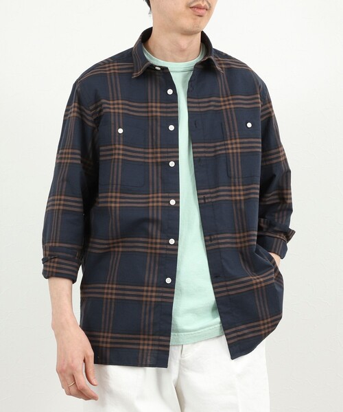 NOLLEY’S（ノーリーズ）の「ダブルポケットオーバーシャツ 26SS（シャツ/ブラウス・メンズ・ブラウン系その他/グリーン系その他/ブルー系その他/ベージュ・S/M/L）」の5枚目の写真