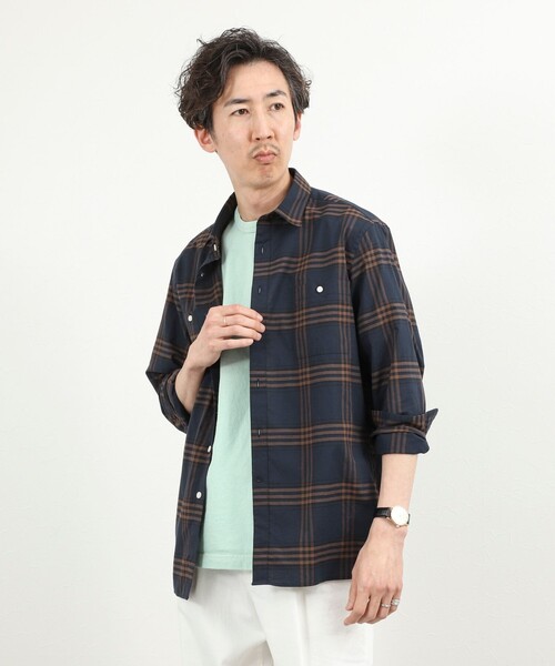 NOLLEY’S（ノーリーズ）の「ダブルポケットオーバーシャツ 26SS（シャツ/ブラウス・メンズ・ブラウン系その他/グリーン系その他/ブルー系その他/ベージュ・S/M/L）」の8枚目の写真