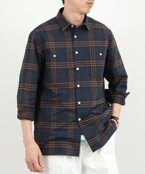 NOLLEY’S（ノーリーズ）の「ダブルポケットオーバーシャツ 26SS（シャツ/ブラウス・メンズ・ブラウン系その他/グリーン系その他/ブルー系その他/ベージュ・S/M/L）」の14枚目の写真