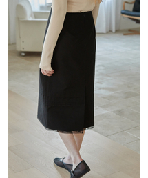 BEMUSE MANSION（ビミューズマンション）の「Pintuck lace H-line skirt - Black（スカート）」