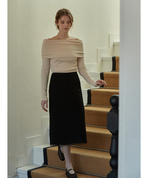 BEMUSE MANSION(ビミューズマンション)の「Pintuck lace H-line skirt - Black(スカート・レディース・ブラック・FREE)」の3枚目の写真