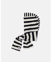 karactor（カラクト）の「Striped knit balaclava muffler / Ivory black（ニットキャップ/ビーニー）」
