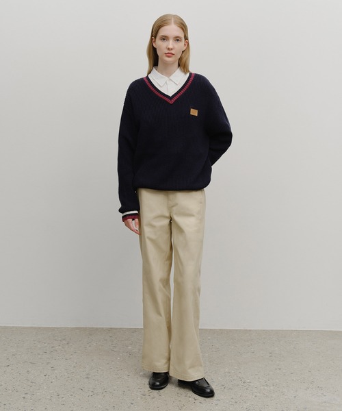 MARITHE + FRANCOIS GIRBAUD(マリテフランソワジルボー)の「V NECK KNIT PULLOVER(ニット/セーター・レディース・アイボリー/ネイビー系・MEDIUM/SMALL)」の16枚目の写真