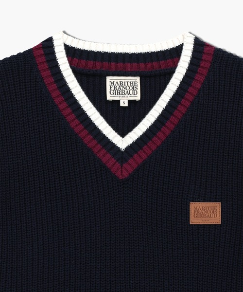 MARITHE + FRANCOIS GIRBAUD(マリテフランソワジルボー)の「V NECK KNIT PULLOVER(ニット/セーター・レディース・アイボリー/ネイビー系・MEDIUM/SMALL)」の4枚目の写真