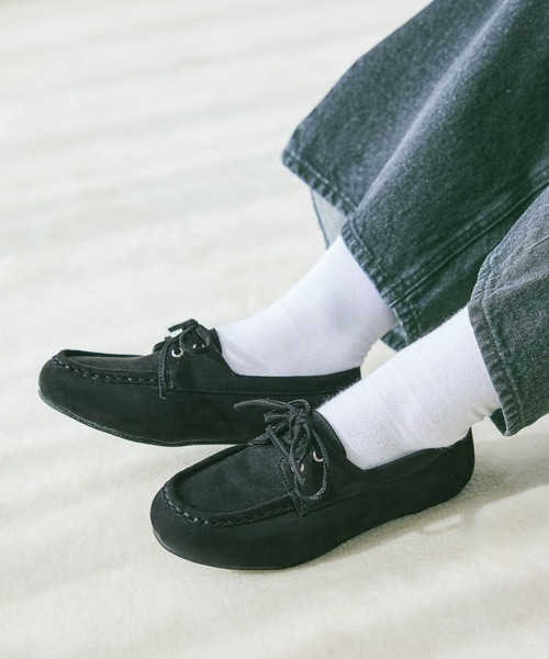 PAGEBOY(ページボーイ)の「レースアップモカシン(モカシン/デッキシューズ・レディース・キャメル/ブラック・MEDIUM/LARGE)」の10枚目の写真