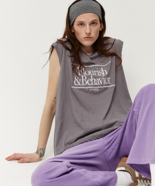 Auntie Rosa Holiday(アンティローザホリデー)の「オーバーサイズシアーノースリ(Tシャツ/カットソー・レディース・ブルー/グレー/ホワイト・FREE)」の2枚目の写真