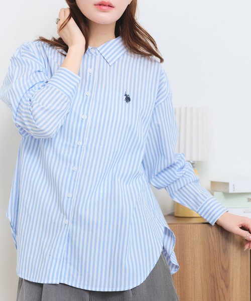 U.S. POLO ASSN.(ユーエスポロアッスン)の「【U.S. POLO ASSN./ユーエスポロアッスン】ブロード ダブルホースマン レギュラーカラー シャツ(シャツ/ブラウス・レディース・イエロー/ブルー系その他/ネイビー/ピンク系その他/ブルー/ホワイト・L/M/LL)」の9枚目の写真