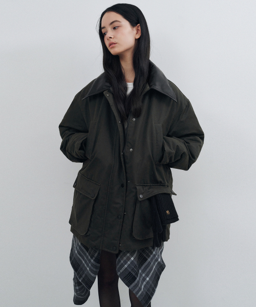 MONGDOL(モンドル)の「ダックダウンワックスコーティングワークパディングジャケットカーキMDJP023KHAKI(ダウンジャケット/コート・レディース・その他・F)」の1枚目の写真