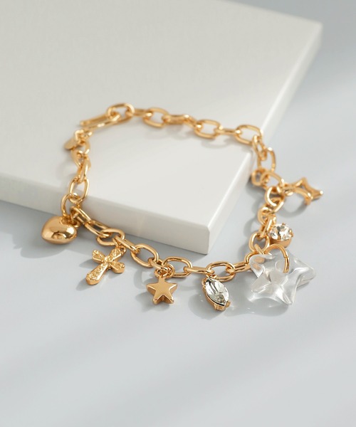 ANEMONE(アネモネ)の「ミックスチャームブレスレット(ブレスレット・レディース・ゴールド/シルバー・FREE)」の1枚目の写真