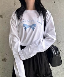 ブルーリボンデザインロンT/長袖Tシャツ