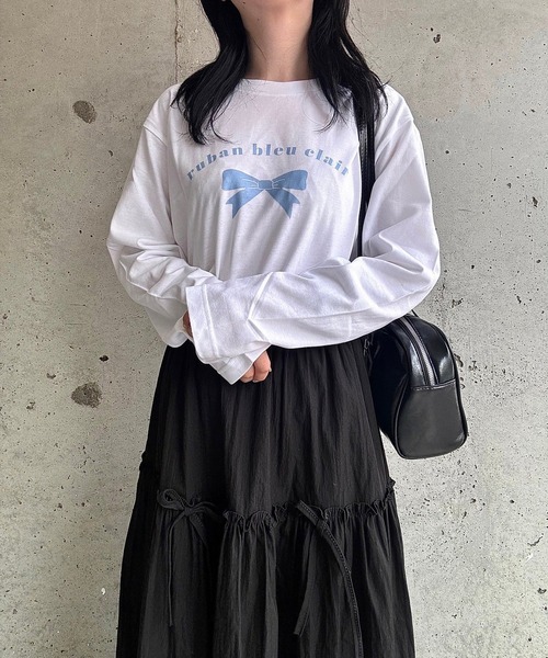 etta(エタ)の「ブルーリボンデザインロンT/長袖Tシャツ(Tシャツ/カットソー・レディース・ホワイト・MEDIUM/LARGE/SMALL)」の11枚目の写真