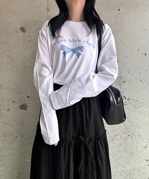 etta(エタ)の「ブルーリボンデザインロンT/長袖Tシャツ(Tシャツ/カットソー・レディース・ホワイト・MEDIUM/LARGE/SMALL)」の12枚目の写真