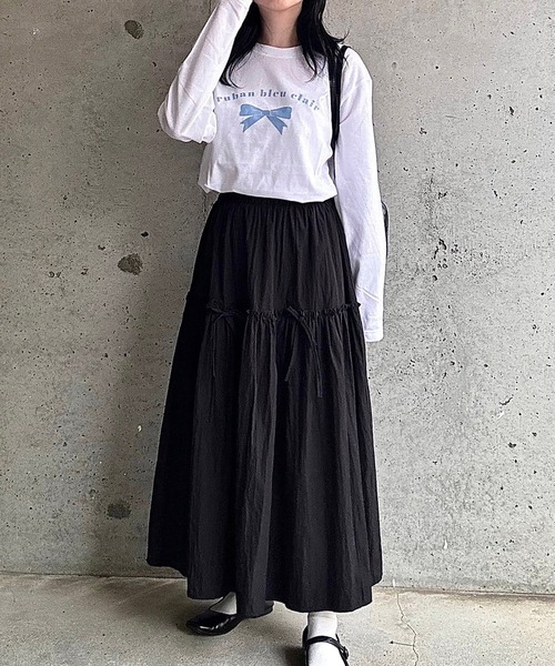etta(エタ)の「ブルーリボンデザインロンT/長袖Tシャツ(Tシャツ/カットソー・レディース・ホワイト・MEDIUM/LARGE/SMALL)」の8枚目の写真