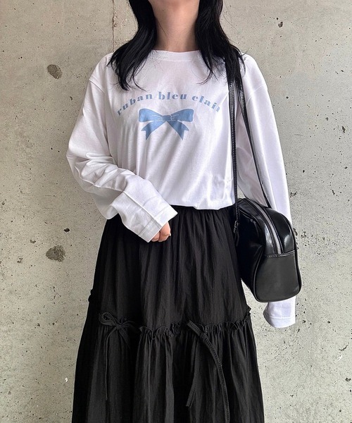 etta(エタ)の「ブルーリボンデザインロンT/長袖Tシャツ(Tシャツ/カットソー・レディース・ホワイト・MEDIUM/LARGE/SMALL)」の9枚目の写真