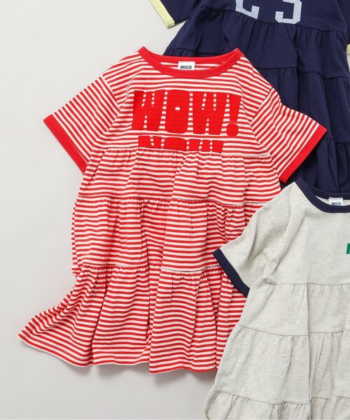 BREEZE（ブリーズ）の「【リンク】リンガー配色3柄ロゴワンピース（ワンピース・キッズ・アイボリー/ネイビー/レッド・100/90/80/140/130/120/110）」の3枚目の写真