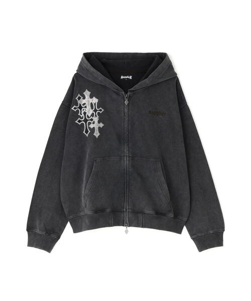 SUPPLIER（サプライヤー）の「SUPPLIER/サプライヤー/Multiple Cross Rhinestone Zip Hoodie（パーカー・メンズ・ブルー/ブラック・L/XL/M）」の2枚目の写真