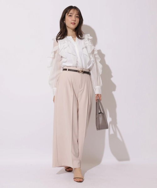 Apuweiser-riche（アプワイザーリッシェ）の「袖リボンフリルブラウス（シャツ/ブラウス・レディース・ピンクベージュ/ライトブルー/ホワイト/ネイビー・2/1）」の12枚目の写真