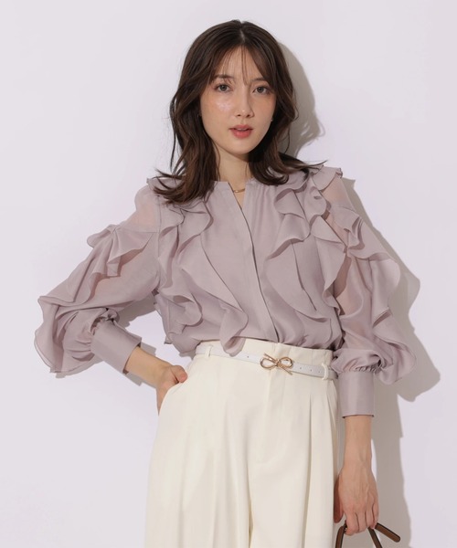 Apuweiser-riche（アプワイザーリッシェ）の「袖リボンフリルブラウス（シャツ/ブラウス・レディース・ピンクベージュ/ライトブルー/ホワイト/ネイビー・2/1）」の15枚目の写真