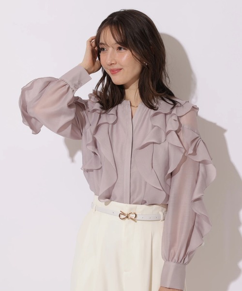 Apuweiser-riche（アプワイザーリッシェ）の「袖リボンフリルブラウス（シャツ/ブラウス・レディース・ピンクベージュ/ライトブルー/ホワイト/ネイビー・2/1）」の17枚目の写真