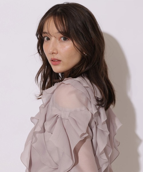 Apuweiser-riche（アプワイザーリッシェ）の「袖リボンフリルブラウス（シャツ/ブラウス・レディース・ピンクベージュ/ライトブルー/ホワイト/ネイビー・2/1）」の19枚目の写真