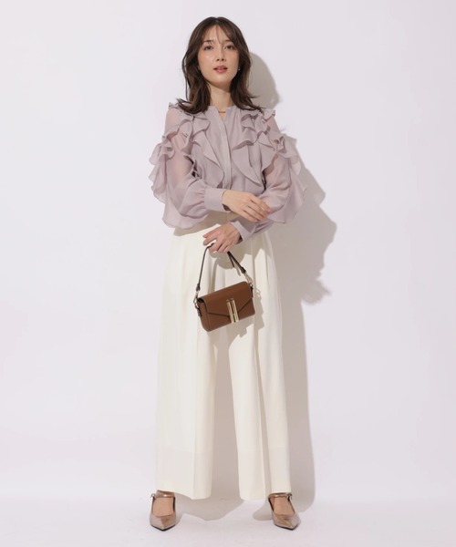 Apuweiser-riche（アプワイザーリッシェ）の「袖リボンフリルブラウス（シャツ/ブラウス・レディース・ピンクベージュ/ライトブルー/ホワイト/ネイビー・2/1）」の21枚目の写真