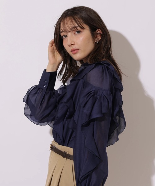 Apuweiser-riche（アプワイザーリッシェ）の「袖リボンフリルブラウス（シャツ/ブラウス・レディース・ピンクベージュ/ライトブルー/ホワイト/ネイビー・2/1）」の22枚目の写真