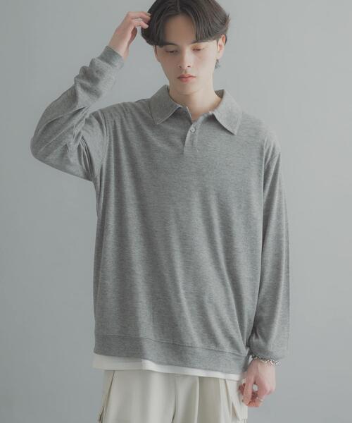SENSE OF PLACE by URBAN RESEARCH（センスオブプレイスバイアーバンリサーチ）の「シアーロングスリーブポロシャツ（ポロシャツ・メンズ・チャコールグレー/グレー/ミント・LARGE/MEDIUM）」の6枚目の写真