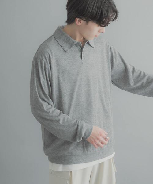 SENSE OF PLACE by URBAN RESEARCH（センスオブプレイスバイアーバンリサーチ）の「シアーロングスリーブポロシャツ（ポロシャツ・メンズ・チャコールグレー/グレー/ミント・LARGE/MEDIUM）」の11枚目の写真