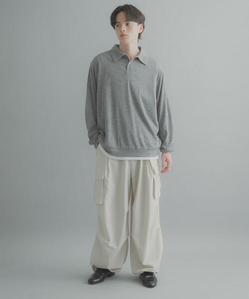 SENSE OF PLACE by URBAN RESEARCH（センスオブプレイスバイアーバンリサーチ）の「シアーロングスリーブポロシャツ（ポロシャツ・メンズ・チャコールグレー/グレー/ミント・LARGE/MEDIUM）」の12枚目の写真