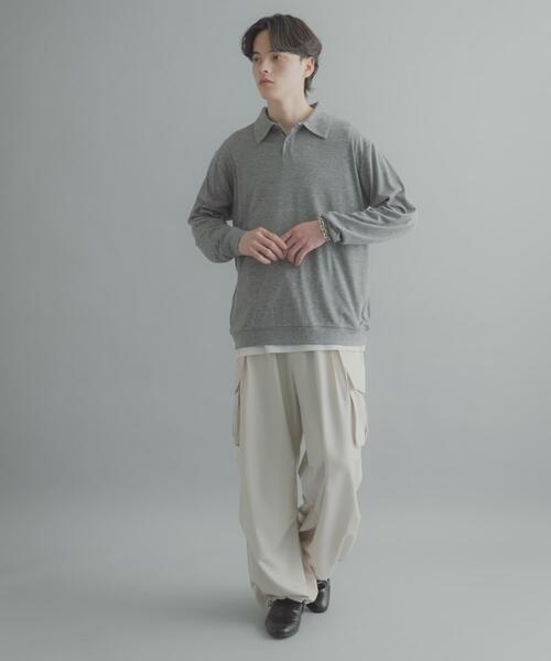 SENSE OF PLACE by URBAN RESEARCH（センスオブプレイスバイアーバンリサーチ）の「シアーロングスリーブポロシャツ（ポロシャツ・メンズ・チャコールグレー/グレー/ミント・LARGE/MEDIUM）」の13枚目の写真