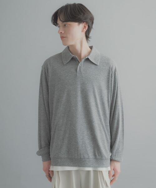 SENSE OF PLACE by URBAN RESEARCH（センスオブプレイスバイアーバンリサーチ）の「シアーロングスリーブポロシャツ（ポロシャツ・メンズ・チャコールグレー/グレー/ミント・LARGE/MEDIUM）」の14枚目の写真