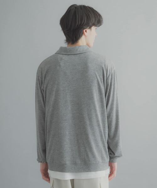 SENSE OF PLACE by URBAN RESEARCH（センスオブプレイスバイアーバンリサーチ）の「シアーロングスリーブポロシャツ（ポロシャツ・メンズ・チャコールグレー/グレー/ミント・LARGE/MEDIUM）」の16枚目の写真