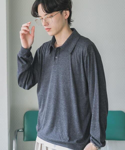 SENSE OF PLACE by URBAN RESEARCH（センスオブプレイスバイアーバンリサーチ）の「シアーロングスリーブポロシャツ（ポロシャツ・メンズ・チャコールグレー/グレー/ミント・LARGE/MEDIUM）」の5枚目の写真