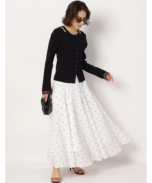 Arpege story（アルページュストーリー）の「シアードットスカート（スカート・レディース・ブラック/ホワイト・2/1/0）」の2枚目の写真