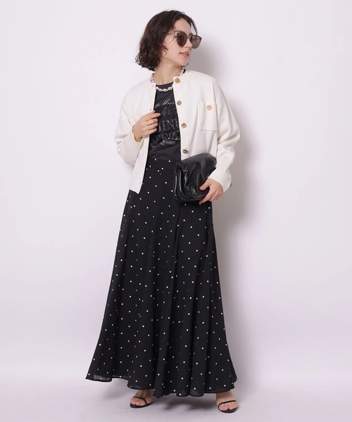 Arpege story（アルページュストーリー）の「シアードットスカート（スカート・レディース・ブラック/ホワイト・2/1/0）」の4枚目の写真