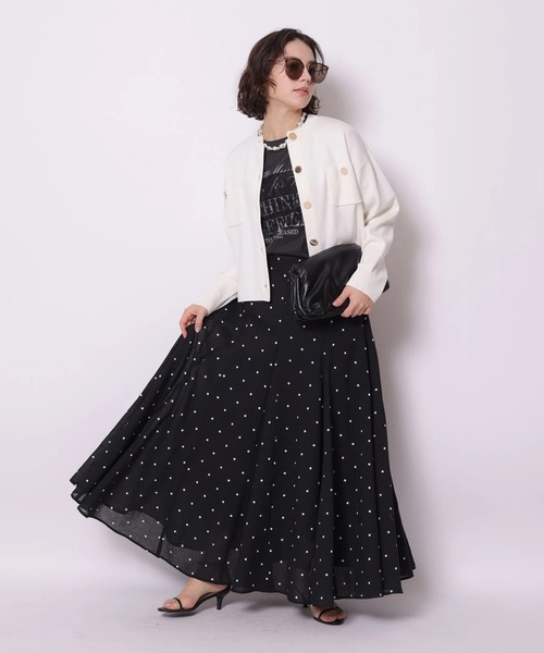 Arpege story（アルページュストーリー）の「シアードットスカート（スカート・レディース・ブラック/ホワイト・2/1/0）」の6枚目の写真