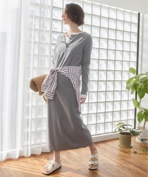 フェイクレイヤード ヘンリーネック ワンピース