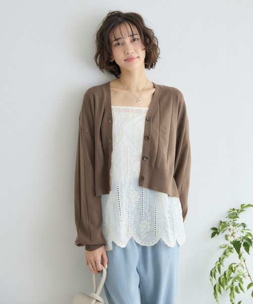 KATHARINE ROSS（キャサリンロス）の「【KATHARINE ROSS】レースレイヤードカーディガン（アンサンブル・レディース・モカ/オフホワイト/ブラック・FREE）」の3枚目の写真