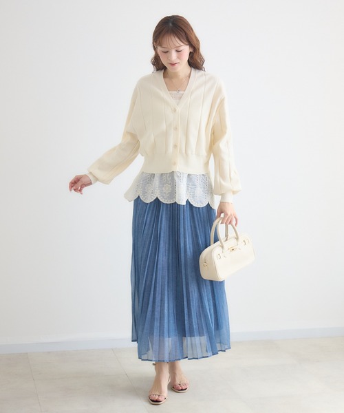 KATHARINE ROSS（キャサリンロス）の「【KATHARINE ROSS】レースレイヤードカーディガン（アンサンブル・レディース・モカ/オフホワイト/ブラック・FREE）」の4枚目の写真