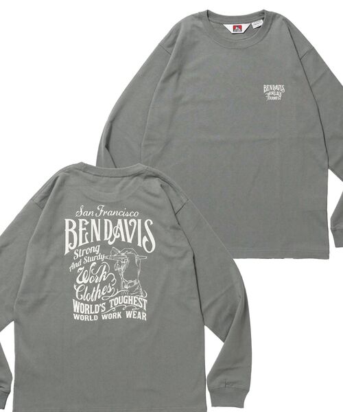 BEN DAVIS/WHITE LABEL（ベンデイビス ホワイトラベル）の「【BEN DAVIS（ベンデイビス）】PAINTER’S SIGN L/S TEE / ロンT クルーネック 長袖 ワンポイント プリント ユニセックス（Tシャツ/カットソー・メンズ・ブラック/ホワイト/グリーン系その他3・MEDIUM/LARGE/X-LARGE）」の3枚目の写真
