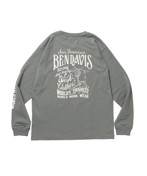 BEN DAVIS/WHITE LABEL（ベンデイビス ホワイトラベル）の「【BEN DAVIS（ベンデイビス）】PAINTER’S SIGN L/S TEE / ロンT クルーネック 長袖 ワンポイント プリント ユニセックス（Tシャツ/カットソー・メンズ・ブラック/ホワイト/グリーン系その他3・MEDIUM/LARGE/X-LARGE）」の16枚目の写真