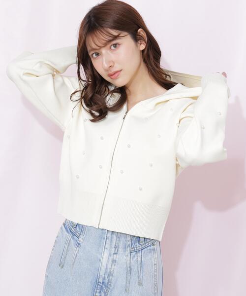 JILL by JILL STUART（ジルバイジルスチュアート）の「ランダムパールニットフーディー（ニット/セーター・レディース・ブラック/グレー/ホワイト・FREE）」の20枚目の写真