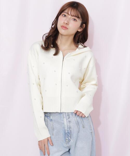 JILL by JILL STUART（ジルバイジルスチュアート）の「ランダムパールニットフーディー（ニット/セーター・レディース・ブラック/グレー/ホワイト・FREE）」の22枚目の写真