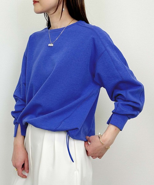 PICCIN（ピッチン）の「裾ドロストプルオーバー（Tシャツ/カットソー・レディース・グレイッシュベージュ/ブルー/オフホワイト・M）」の3枚目の写真